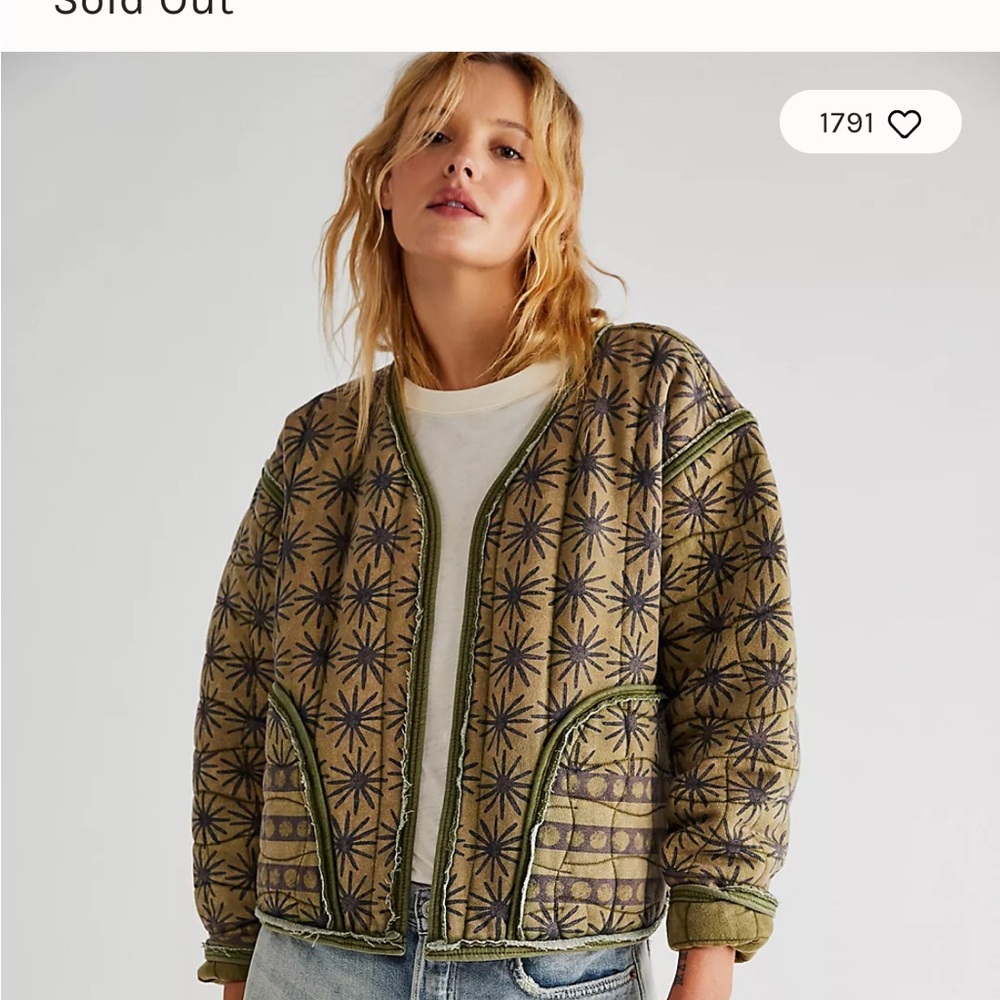 NWT We The Free by Free People Kara Quilted Cardi (color: Olive Combo) size S